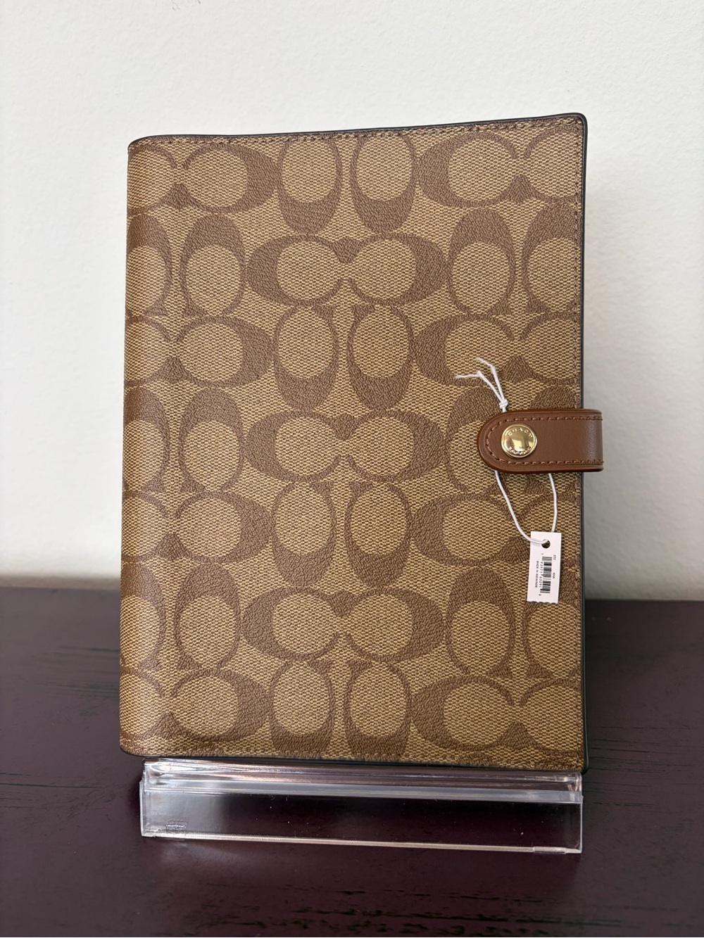 COACH Signature Canvas Notebook Cover in Brown/Tan